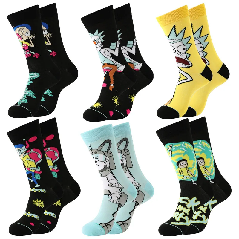 

New Rick And Morti Anime Socks Cartoon Knitted Cotton Socks Pure Cotton Male Fashion Trend Tube Socks Wholesale
