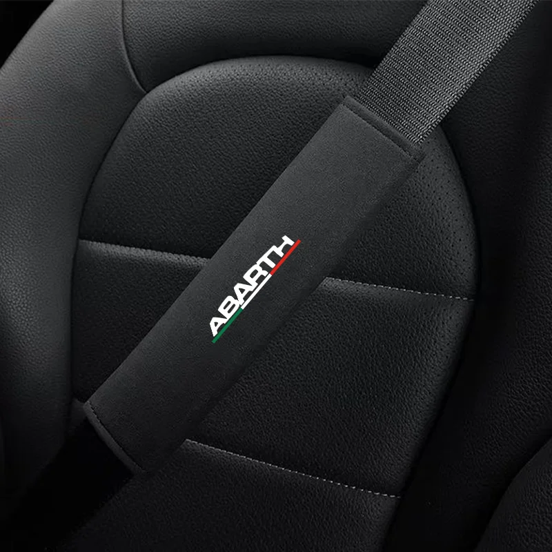 

1pcs Car Safety Belt Ornament Plush Leather Anti-Fur Seatbelt Shoulder Protector for Abarth 500 595 596 abarth 124 spider