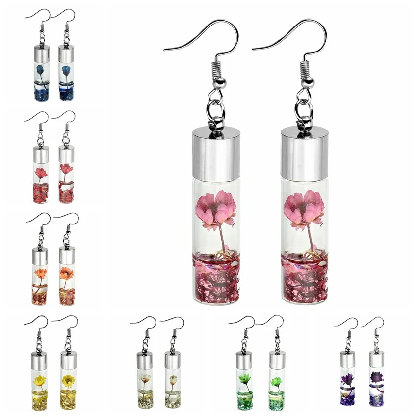 

New Glass Bottle Plant Dried Flower Pendant Earrings Women's Earrings Earnail Festival Gift Home Decoration Collection Hobbies