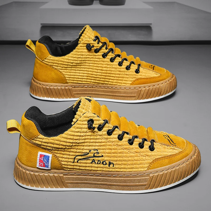 

Fashion Yellow Canvas Sneakers Men Comfortable Platform Casual Shoes Original Hip Hop Men Sneakers Designer Men Vulcanized Shoes