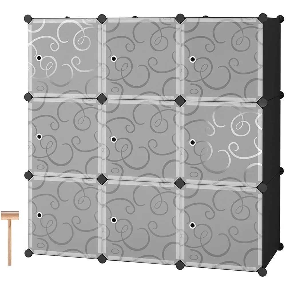 

9-кубический стеллаж для хранения кубиков, органайзер для кубиков «сделай сам», шкаф для шкафа с дверями, белого и черного цвета