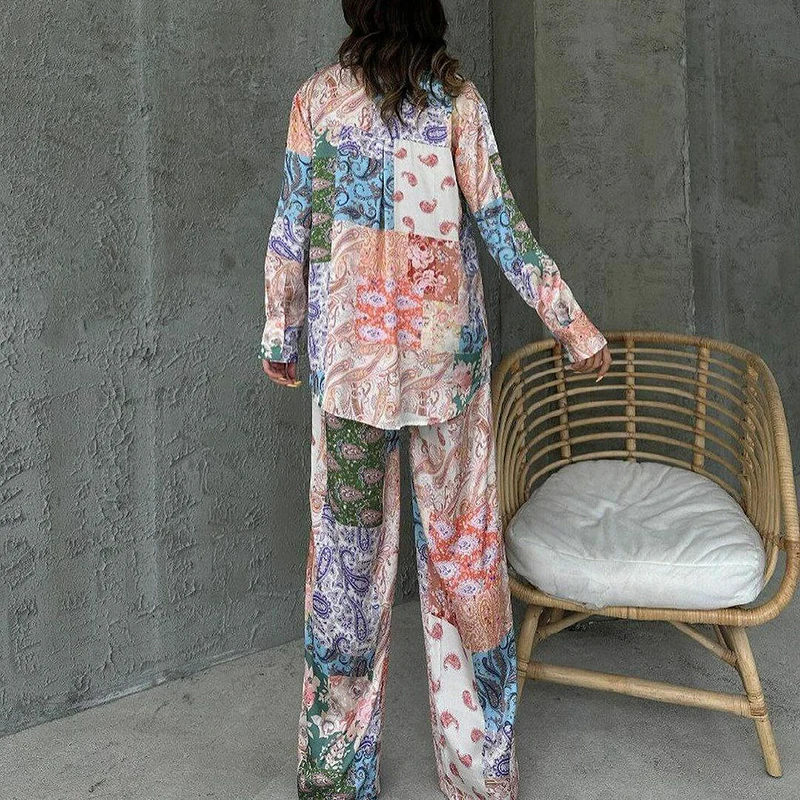 Женский однотонный комплект из брюк и рубашки с пуговицами S-3XL цвет в