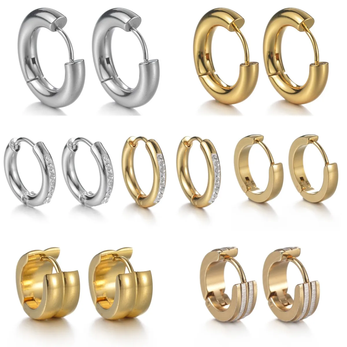 Разные стили белые стразы из нержавеющей стали маленькие круглые обручи