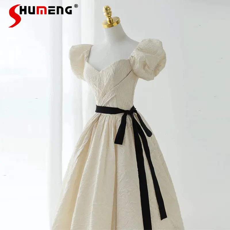 

Официальное Платье во французском Королевском Стиле на день рождения, Новинка лета 2023, высококачественное бежевое вечернее длинное платье для банкета и проведения вечеринки