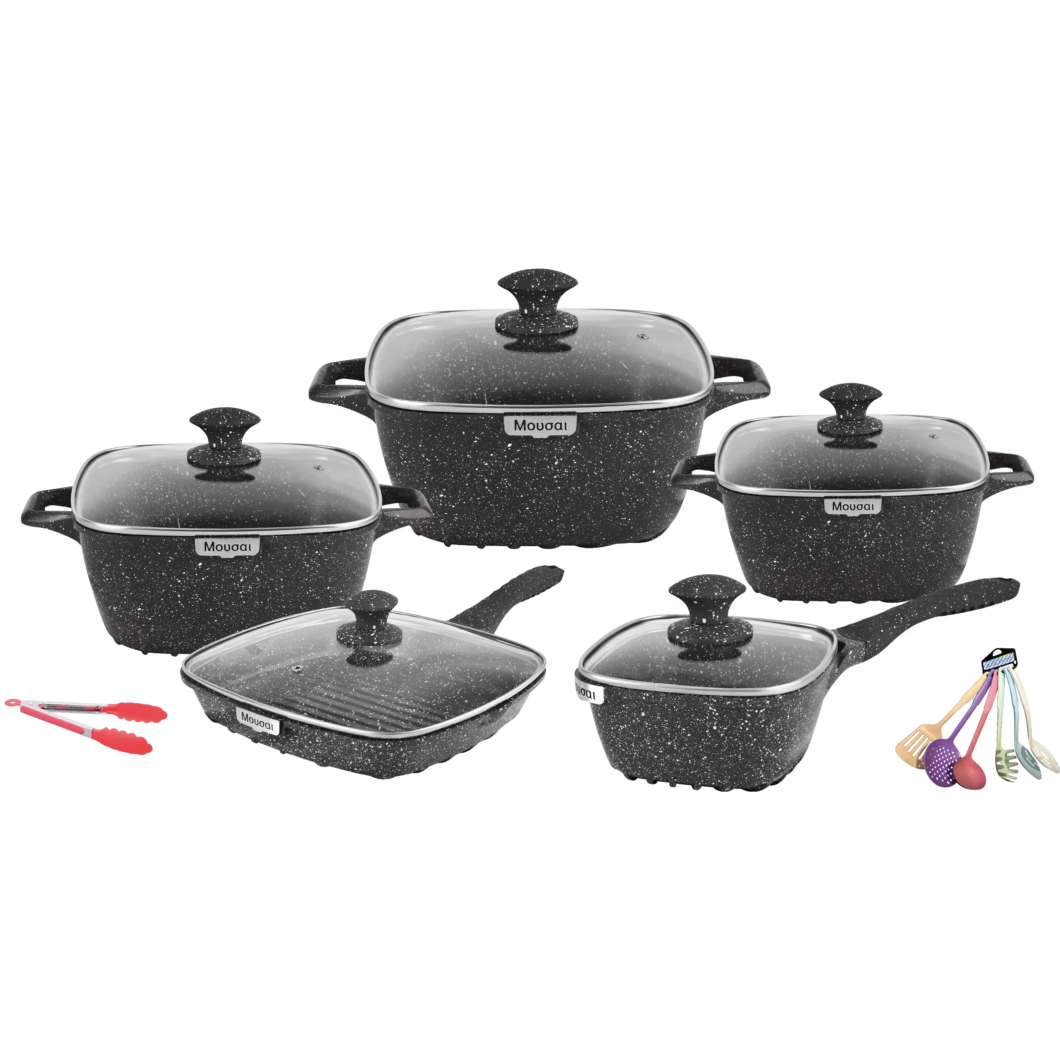 

NEW Master Star 17PCS Cast Aluminum Pots and Pans Set Non-Stick Deep Fryer Stockpot Frying Pans Cooking Utensils Cookware Gas Co