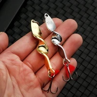 10g14g21g28g rotating metal spinner spoon fishing lure baits for trout pike pesca fish treble hook gold silver fishing tackle
