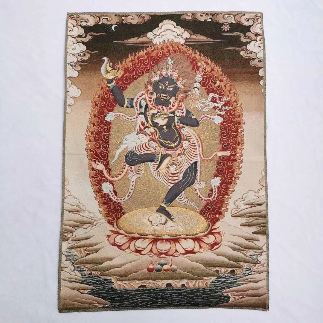 

36" Tibet Tibetan Cloth Silk Rulai Tara Troma Nagmo Goddess Tangka Thangka Mural