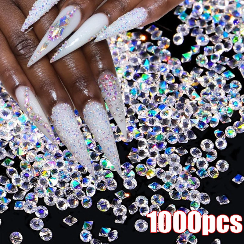 

1000Pcs/Pack AB Flatback Nail Rhinestone Crystal 1.2mm 3D Micro Glass DIY Gems Glitter Manicure Nails Art Decorations Mini Beads