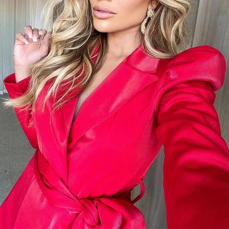 Woman Two Pieces Sets V-Neck Long Sleeve Office Lady Sashes Blazers Shirts Ankle Length Pants Solid Elegant Woman 2 Pieces Sets