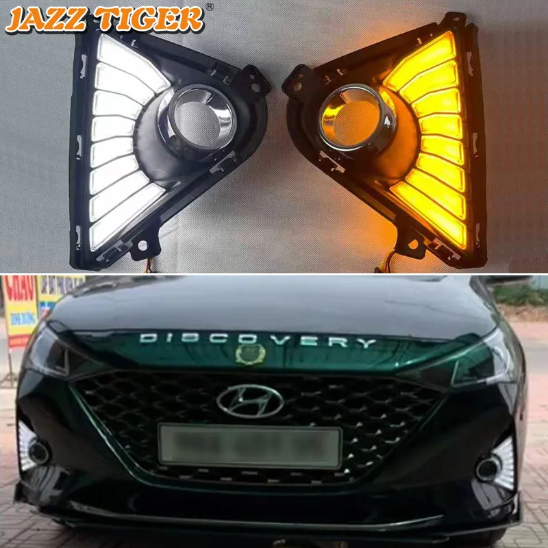 

Поворотник с функцией плавного поворота, водонепроницаемый, из АБС-пластика, автомобильная лампа DRL светодиодный светодиодные дневные ходовые огни для Hyundai Solaris Accent 2021 2022