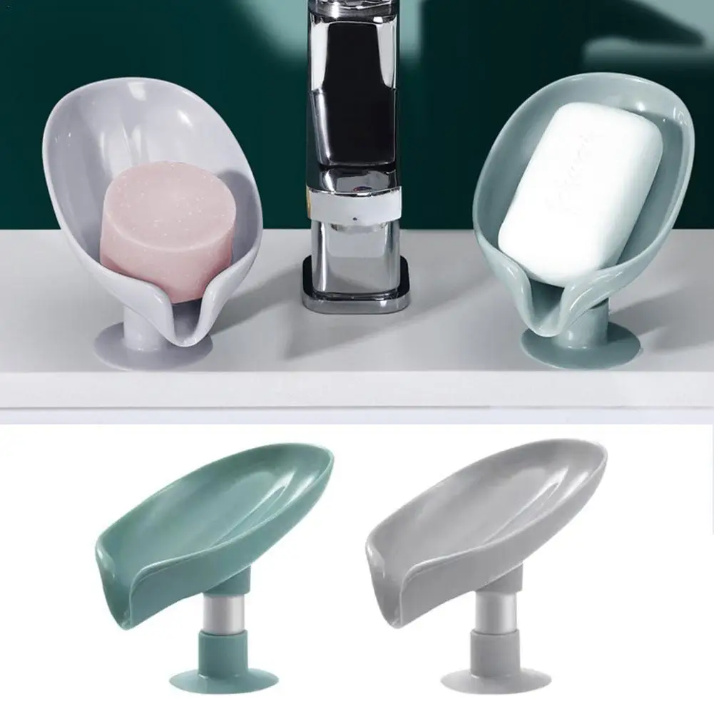 

Soap Holder Sucker Leaf Shape Soap Box Drain Punch-free Soap Box Plastic Durable Bathroom Shower Sponge Storage Tray Bathroom
