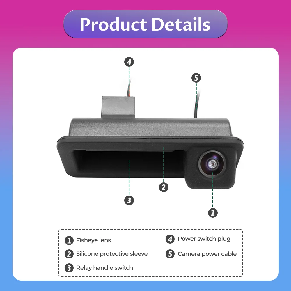 AHD 1080P Автомобильная камера заднего вида с ручкой багажника для Ford Mondeo MK4 CHIA-X Fiesta ST