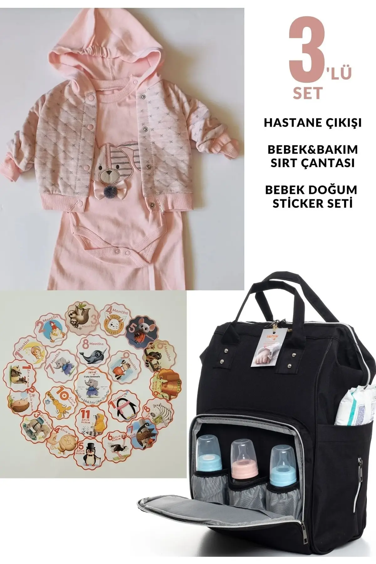 

100% хлопковый магазин для больницы, рюкзак для ухода за мамами и детьми и милые животные, комплект из 21 предмета, черная хлопковая наклейка для ребенка