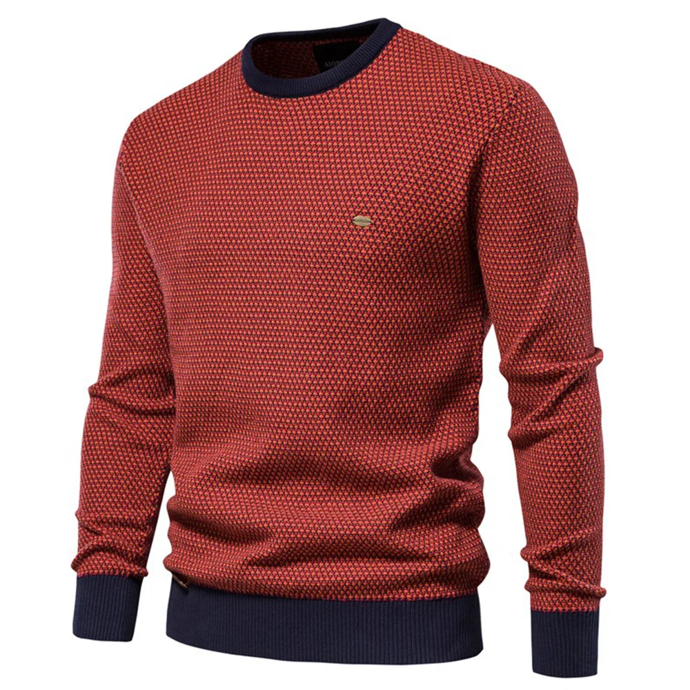 Men's Casual Cotton Knitted Pullover Sweater Round Neck Spring Autumn Winter Bottoming Shirt Fashion Sports Style Sweatshirt