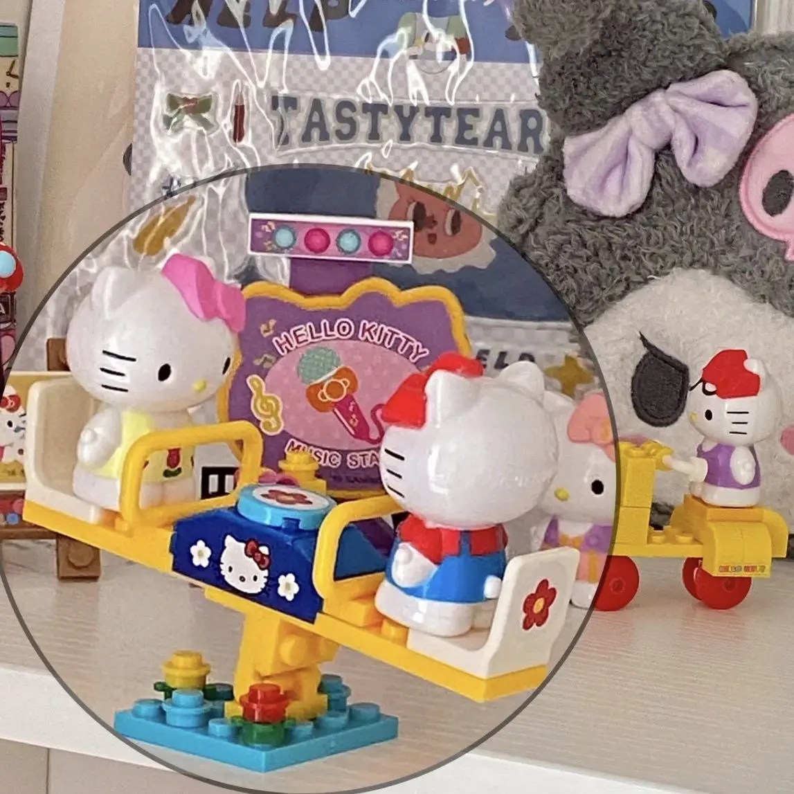 

Sanrio, Hello Kitty милый мультяшный гасяпон, строительные блоки, игрушка, кавайные морские волны, настольное украшение, украшение для дома, праздничный подарок