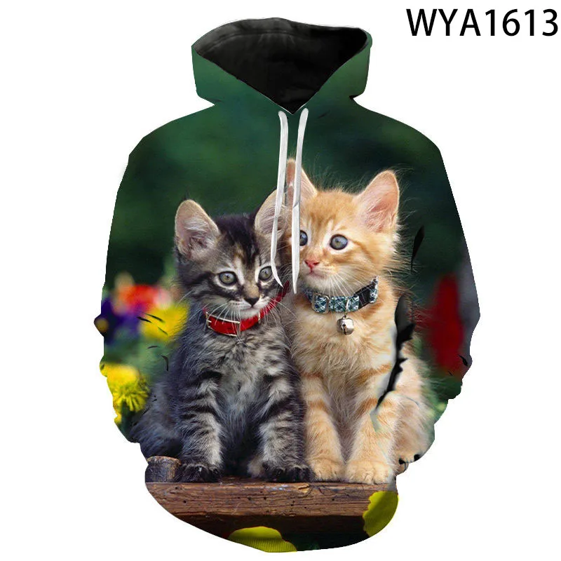 

Animal Hoodies Lovely Kitten Cat Funny Hooded Sweatshirts Cats 3D Print Hoodie Men Women Kids Casual Children Boy Girl Cool Coat