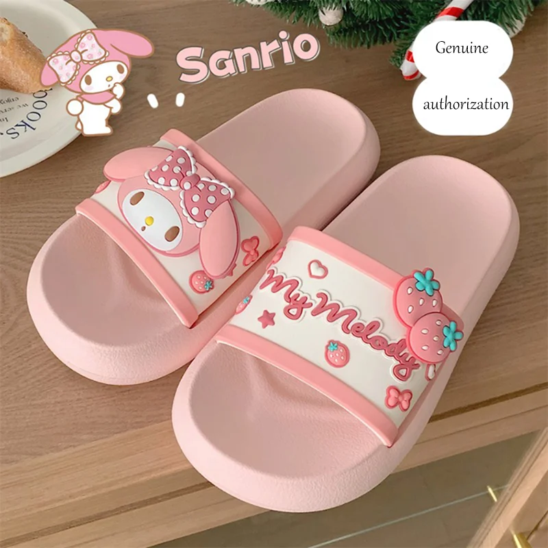 

Genuine Sanrios Home Indoor Sandals Slippers Hello Kitty Cute Ins Style Thick Bottom Foot Feeling Light Soft Summer Women Shoes
