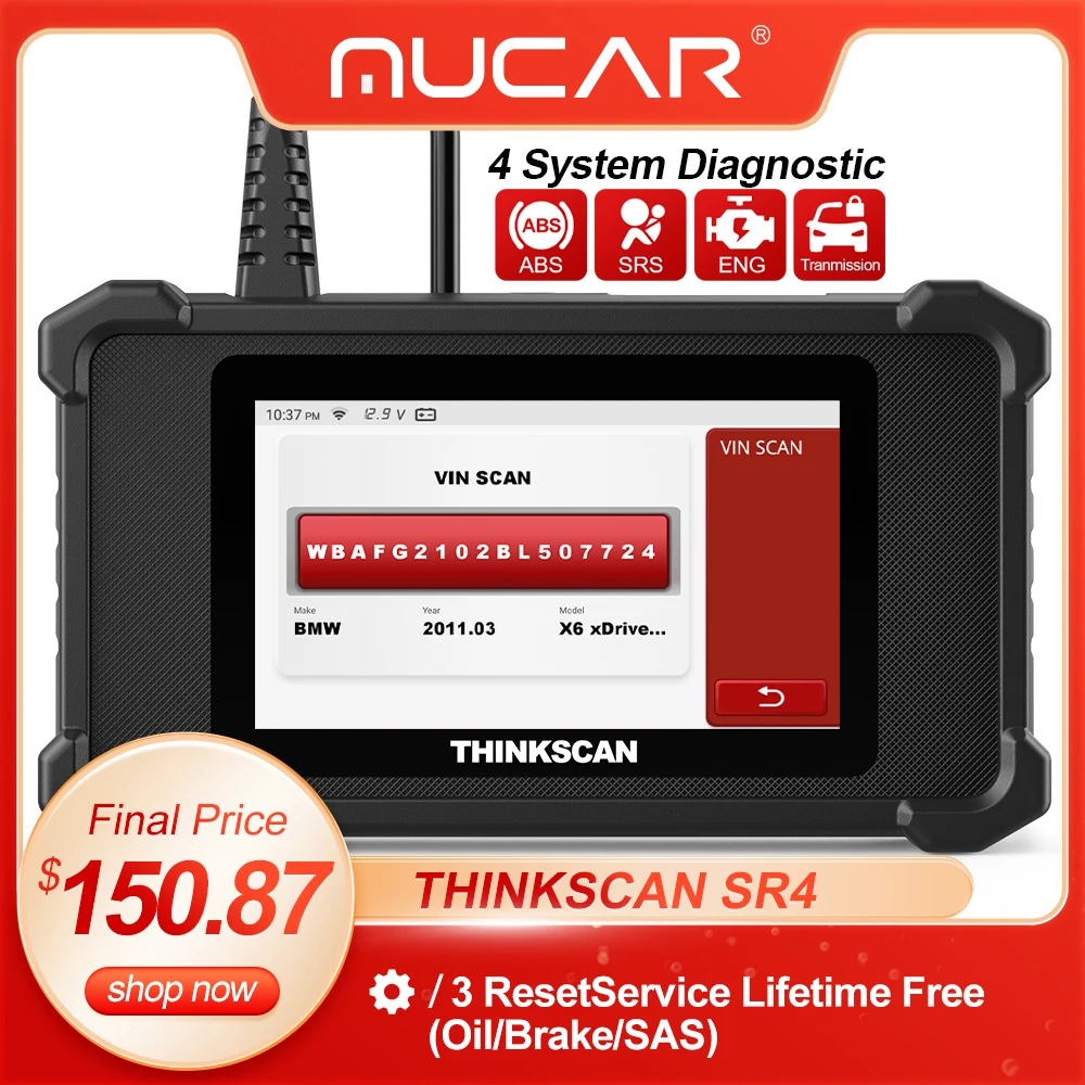 

Thinkcar Thinkscan SR4 OBD2 Scanner For Car Scan Tools ABS/SRS/Engine/Transmission System Diagnoses Code Reader Free Lifetime