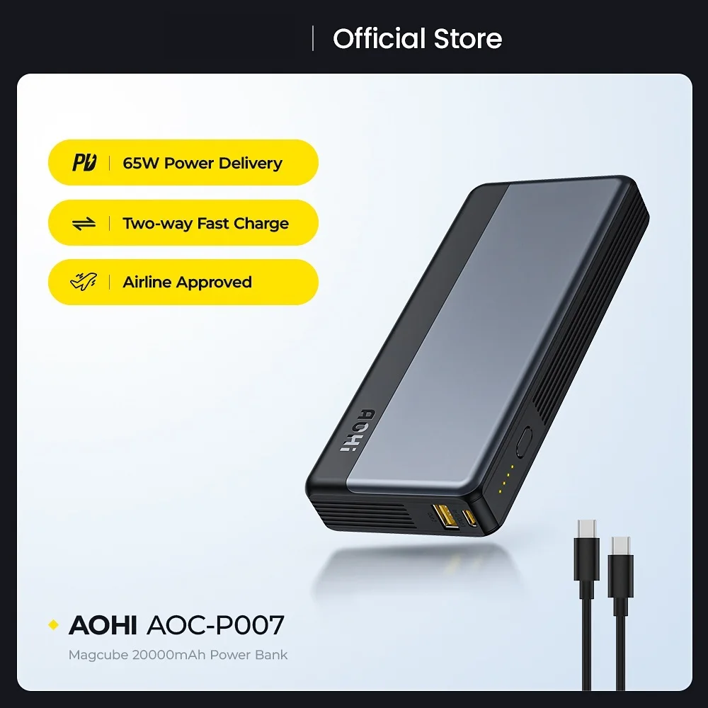 

Power Bank 20000mAh Fast Charging 65W PD Portable Charger External Battery for Macbook Laptop iPhone 13 Pro Max Powerbank