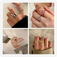 punk cool hip pop rings set fashion simple vintage silver color for women knuckles jewelry artistic design ring trend gothic