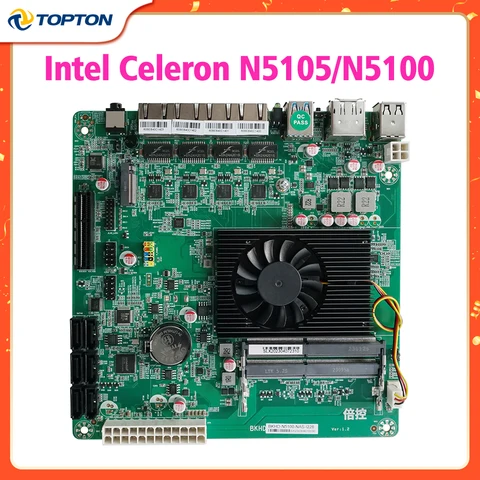 Материнская плата NAS Intel Celeron N5105 N5100 MOBO 6 * SATA3.0 4*2,5G Nics 1 * PCIe 17x17 см мягкая маршрутизация 2 * DDR4 материнская плата брандмауэра