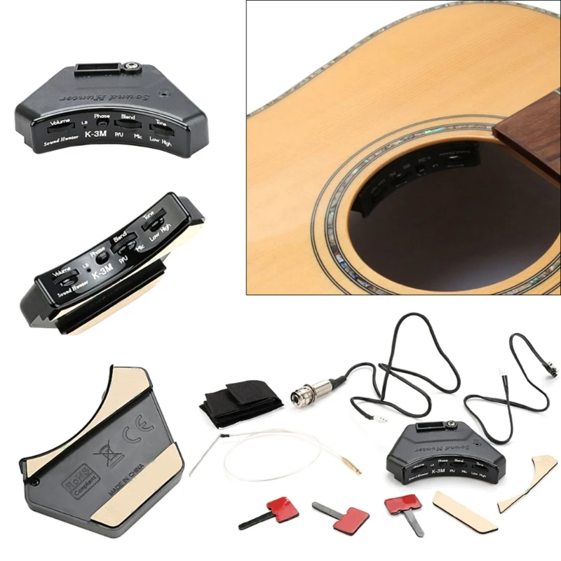 

Acoustic Guitar Pickups Equalizer Soundhole Piezo Pickup Adjustment Parts Guitar Sound Hole Accessories Pickup Set Black