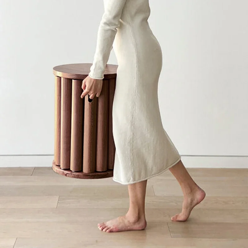 Круглый стул из массива дерева резиновый деревянный журнальный столик