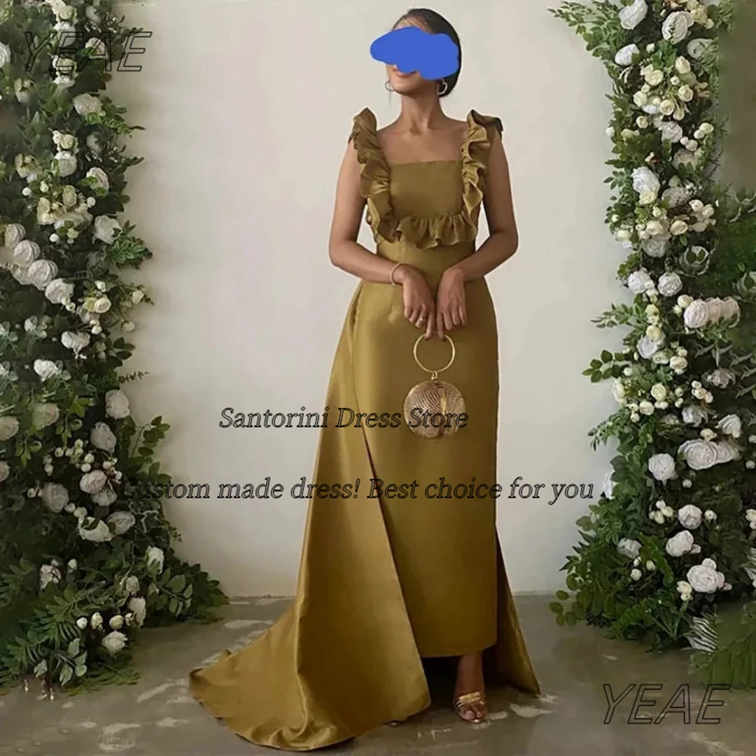 Санторини с рюшами и открытыми плечами платья для выпускного вечера длиной до