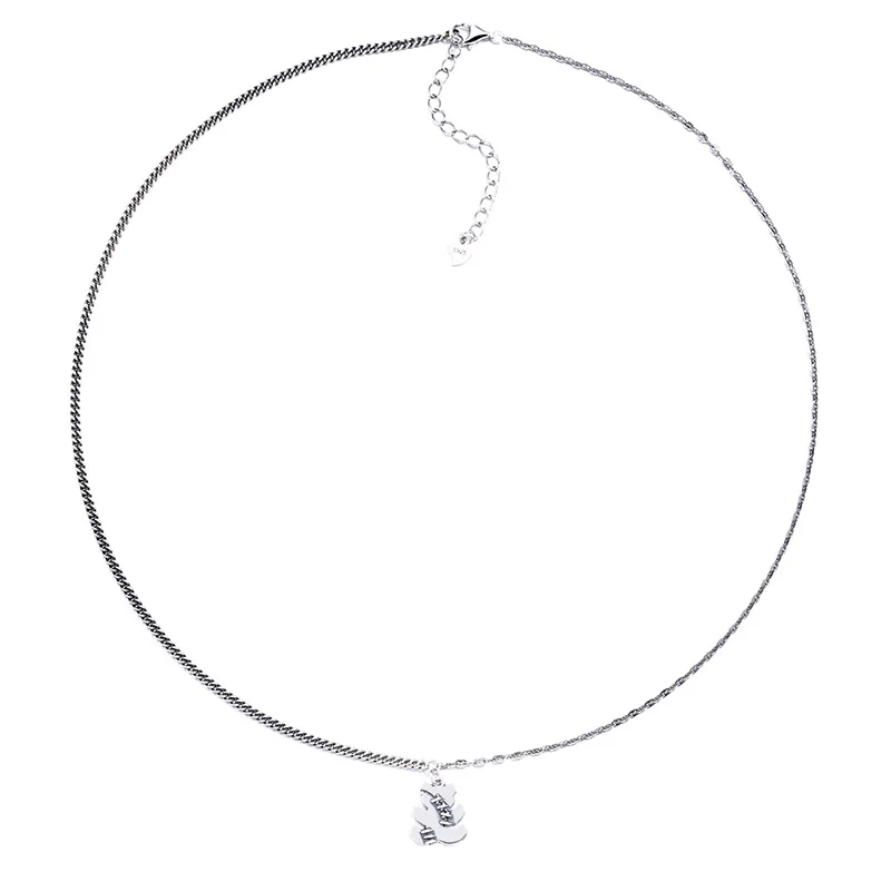 

Hip Hop Skeleton Bear Tag Necklace Women's Sweater Chain Collarbone Chain S925 Sterling Silver Silver Vintage Personality Trend