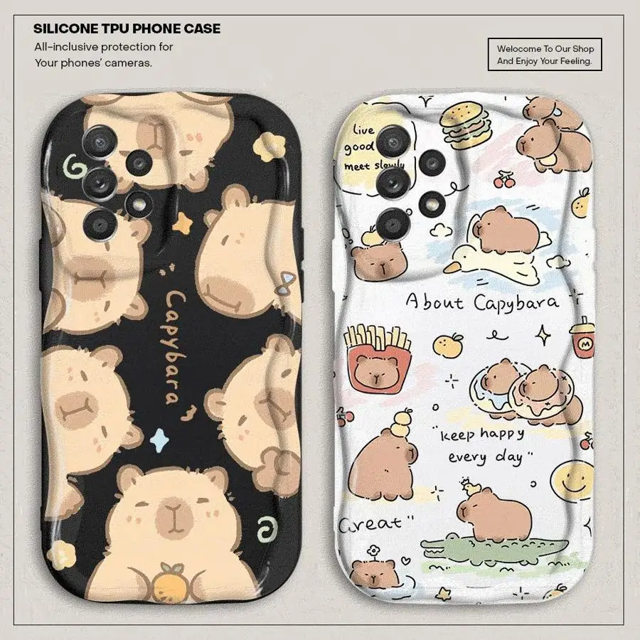 Фото Милый чехол с капибарой для телефона Samsung Galaxy A10 A20 A30 A50 A50s A02 A03 Core A04 A05 A12 A13 A15 A16 5G Cover №1