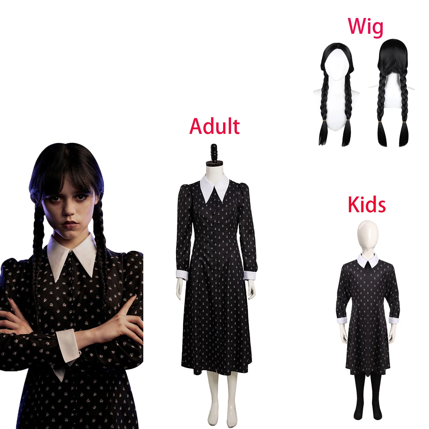 

Костюм для косплея средней длины для взрослых и детей, Женский костюм на Хэллоуин, карнавальный костюм, ролевая игра, черное готическое плат...