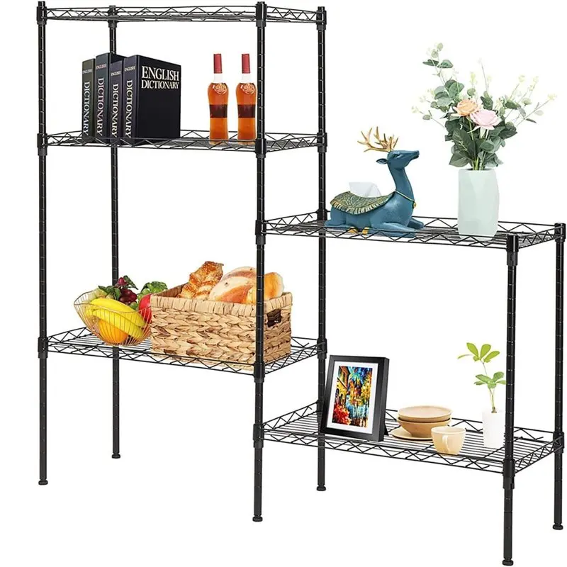 

Tire Shelving Metal Storage Rack Adjustable Shelves, Standing Storage Shelf Units for Laundry Bathroom Kitchen Pantry Closet (Bl