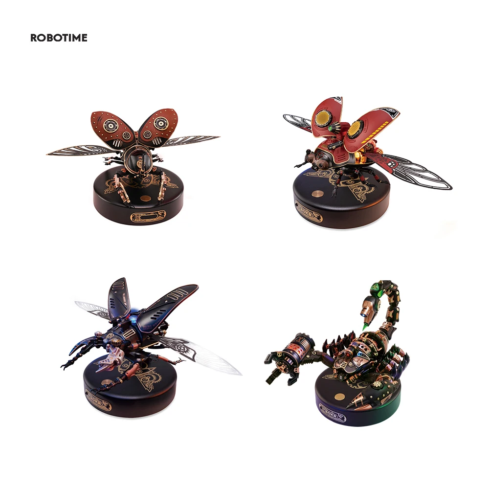 Robotime Rokr MI Series 4 вида пластиковых пазлов императорские жуки скорпиона Золотая