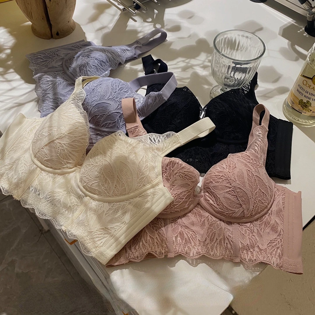 

Cinema Line Ultra-thin Sand Body Underwear Women's Sense French Lace Back Large Chest Showing Xiaowen Bra Spring Summer New