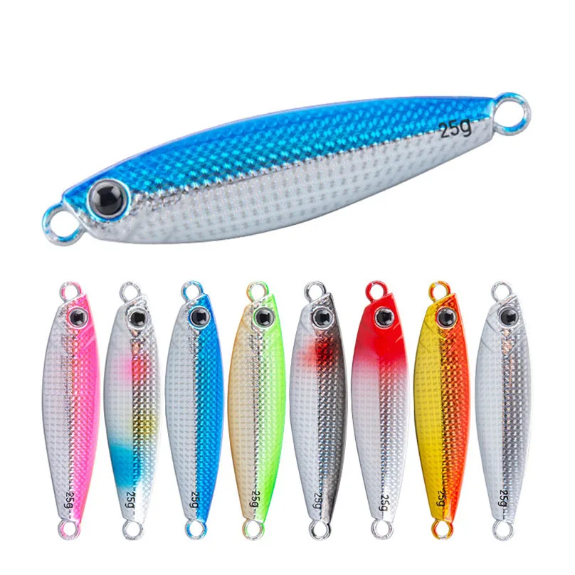 

1Pcs Jig Fishing Lure Metal Jigging Lure Laser Slow Sinking 7g 10g 15g 20g 25g 30g 40g Bait Isca Artificial Wobbler Metal Jig