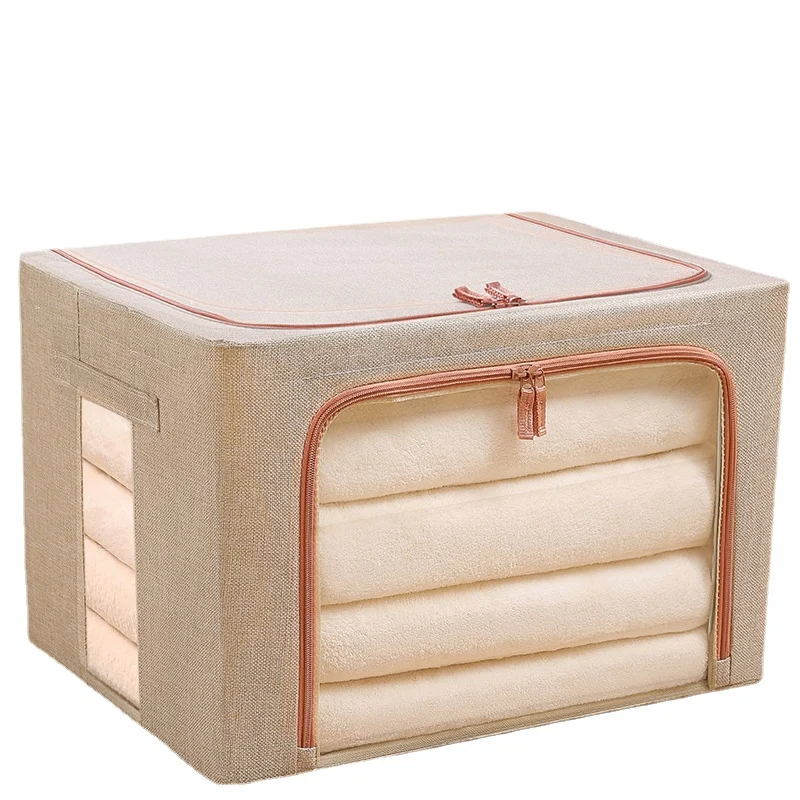 Cotton and Linen Clothes Storage Box Fabric Clothes Moving Finishing Box Boxes Folding Wardrobe Dormitory Storage Basket Bags