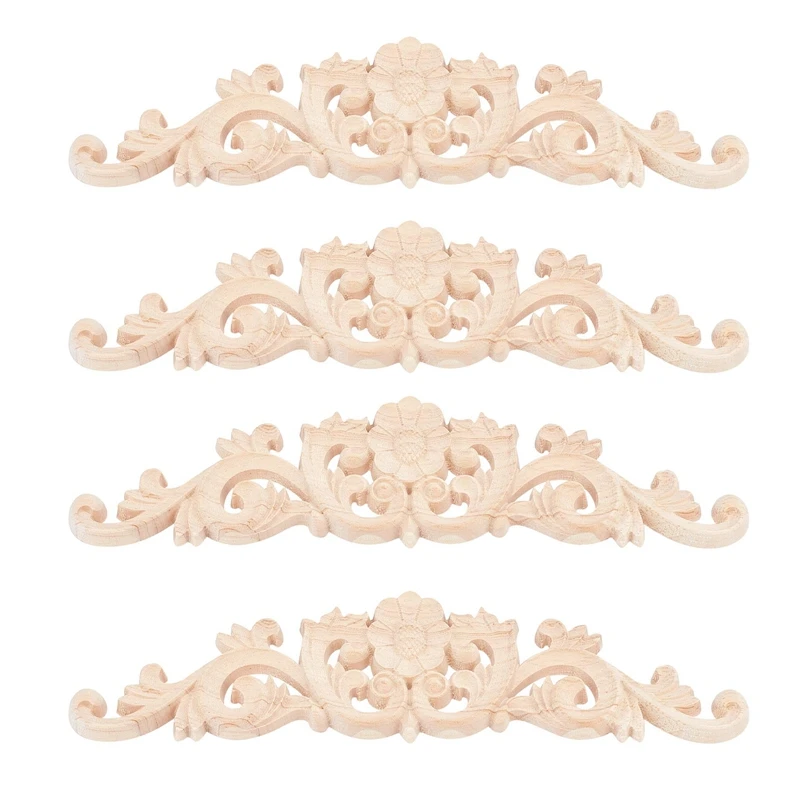 

4 шт., деревянные резная аппликации для двери