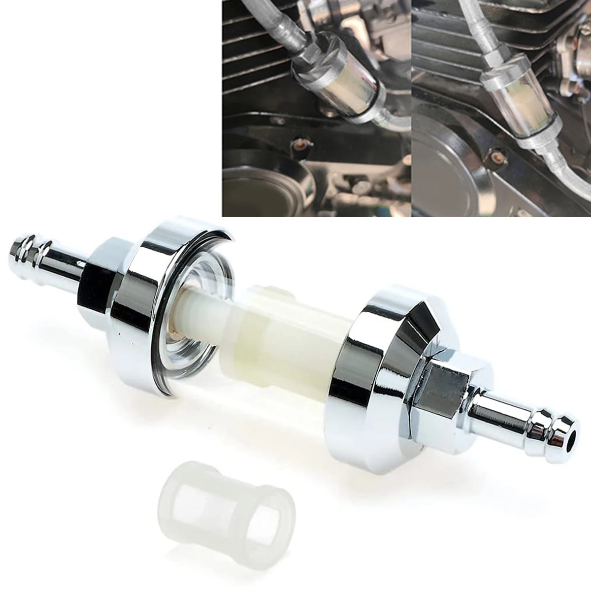 

New Inline Fuel Filter 8mm Thread Leak-proof Replacement Gasoline Filter Universal Durable Small Engine Gas Inline Fuel Filter