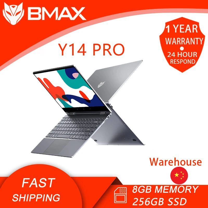 

BMAX Y14 Pro Laptop 360° Rotating 14.1 inch windows 10 8GB RAM 256GB SSD 1920*1080 IPS touch screen Intel Core m7-6Y75 notebook
