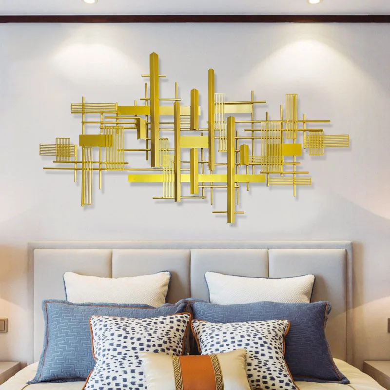 

Metal Wall Wrought Iron Abstract Geometric Sculpture Wall Hanging Hotel Club Model Room Soft Wall Hanging Pendant