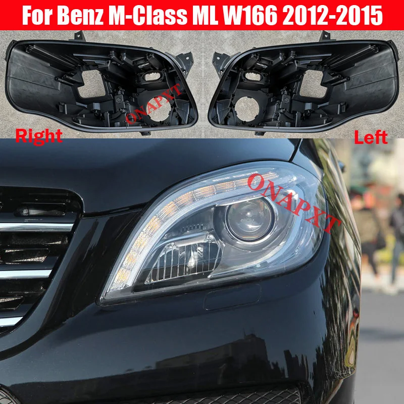 Front Headlight Cover Black Base For Benz M-Class ML W166 2012-2015 Rear Casing Headlight Back Housing Bottom Protection Shell