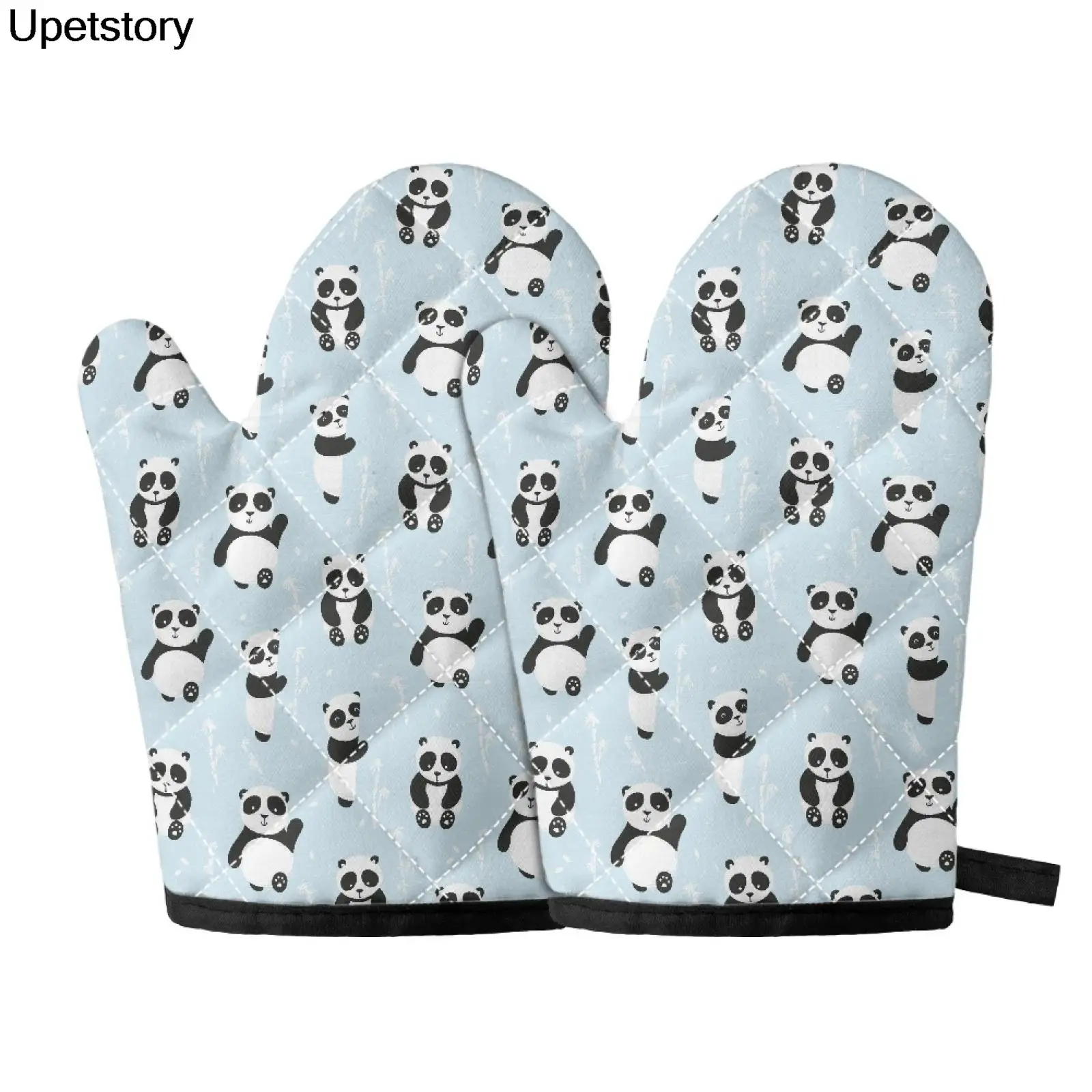 

Перчатки для выпечки с милым мультяшным рисунком панды, модные кухонные перчатки с принтом животных для домашнего приготовления пищи, Хлоп...