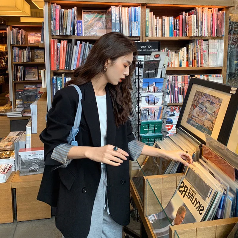 Korean Fashion Commute Blazers Business Suit Women Solid Colors Double Breasted Suit 2023 Spring Autumn New Office Blazer Jacket