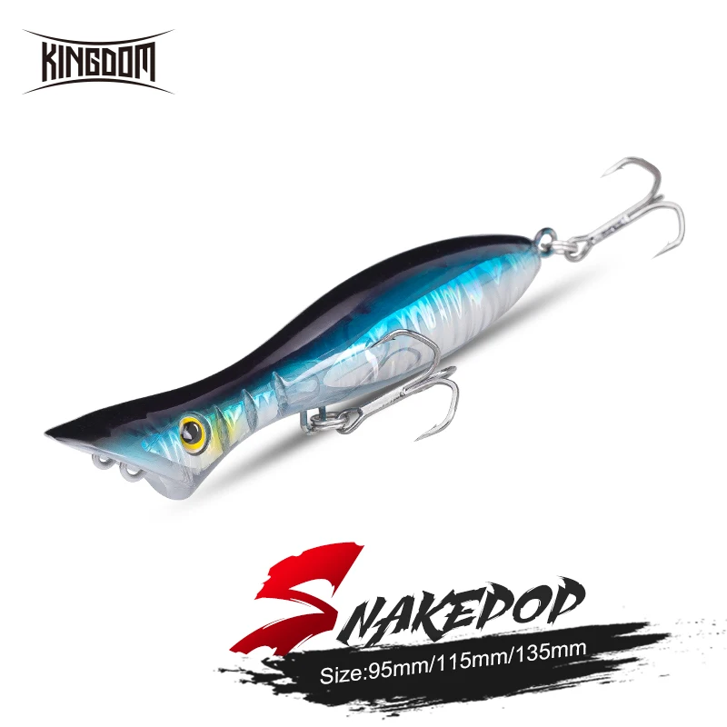 Kingdom SNAKEPOP Floating Sinking Popper Fishing Lures 95mm 115mm 135mm Hard Stick Baits Light Reflection Wobblers For Sea Bass