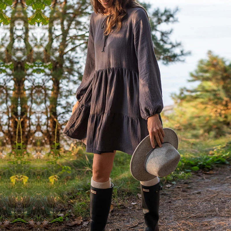 2024 муслиновые 100% хлопчатобумажные марлевые элегантные платья для женщин с