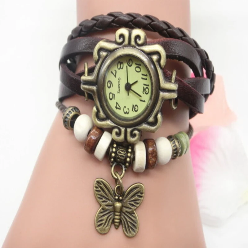 

Women Watch Fashion Casual Timex Watch Personalized Leisure Retro Bracelet Butterfly Pendant Unisex Belt Women's Watches