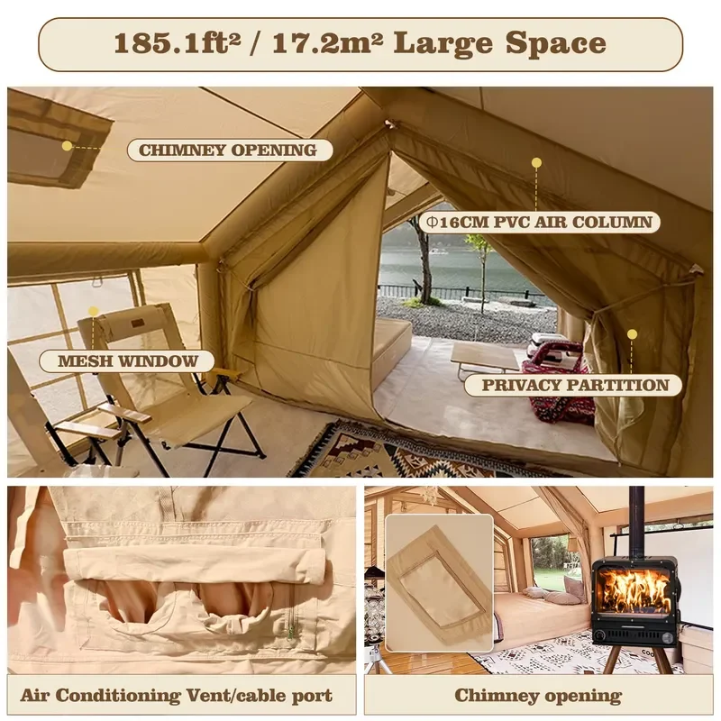 Надувная палатка Coody Familia 17.2 Air Tent - бежевая, для семейного отдыха на природе, для кемпинга (art.: 3920dbc61533c) - 3920dbc61533c