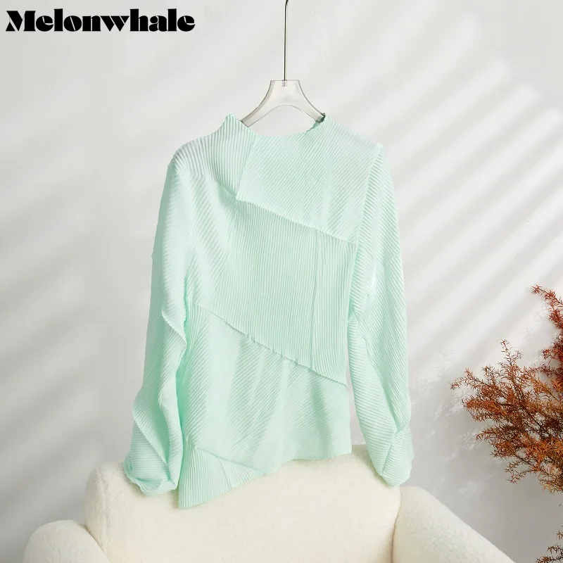 

Женская футболка с длинным рукавом, круглым вырезом и плиссировкой