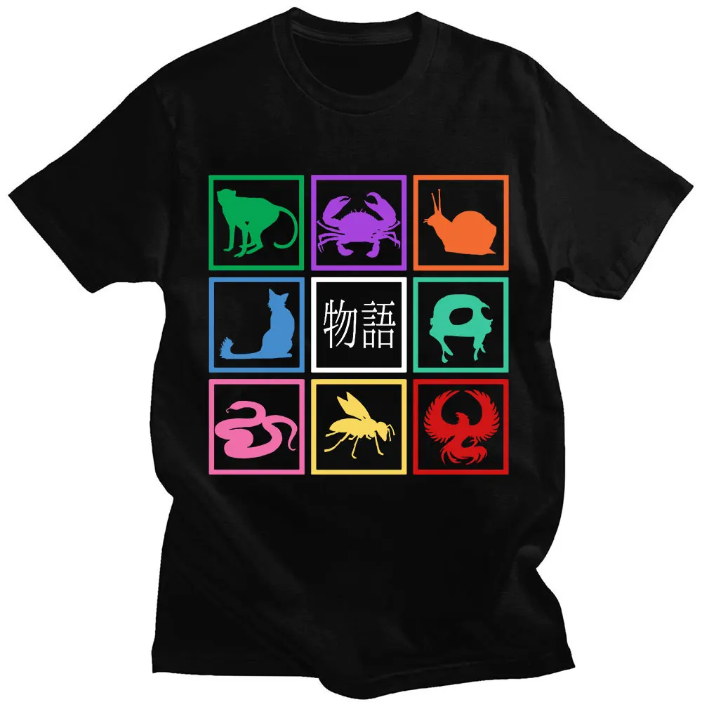 

Japanese Manga Monogatari Series Graphic Print T-Shirts Men's Women's Cotton Oversized Tee Shirt Clothes Harajuku Streetwear Top
