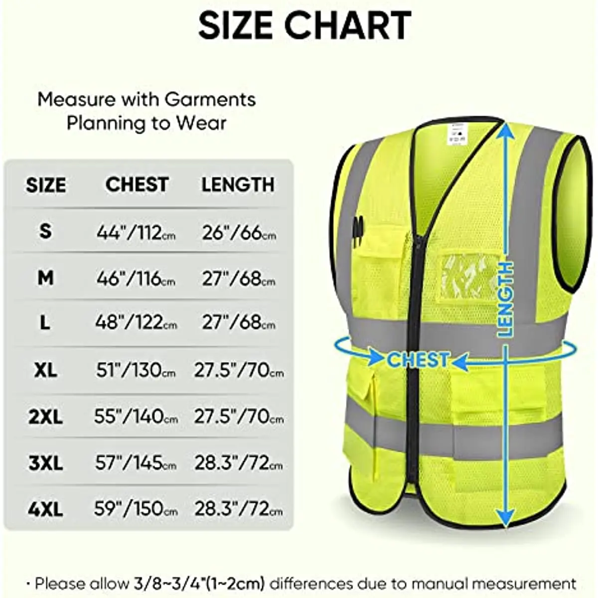 TICONN Reflective Safety Vest High Visibility Class 2 Mesh Vest for Women & Men Meets ANSI Standards enlarge
